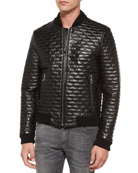 versace collection quilted leather jacket 48|vintage Versace leather jacket.